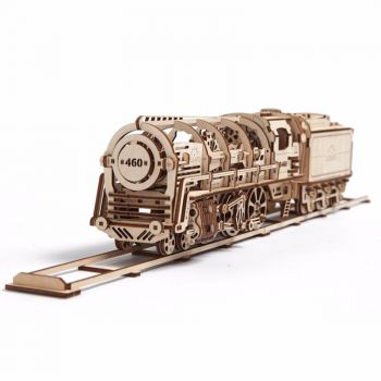 乌克兰Ugears木质机械传动模型---蒸汽机车 蒸汽机车