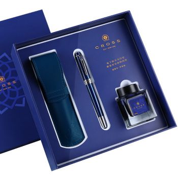 美国CROSS高仕&许巍 蓝莲清韵·写自由系列时尚商务礼品办公墨水笔礼盒
